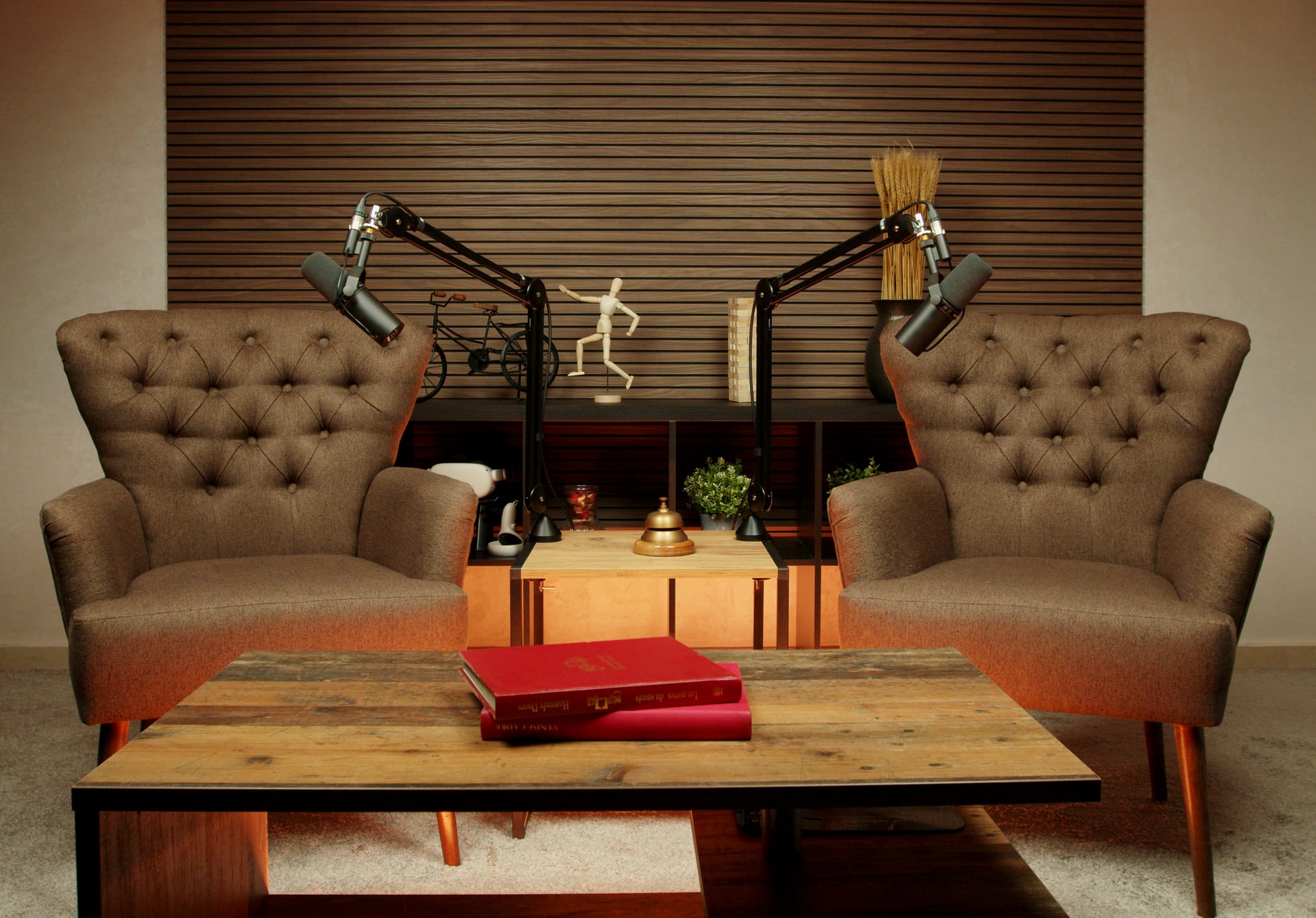 Décor Oak Cabin - Studio Podcast Casablanca